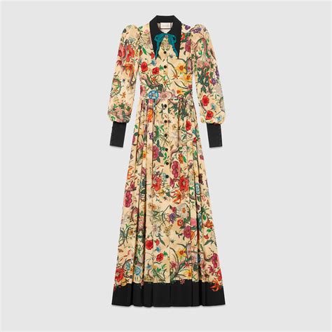 gucci silk dress with flowers|Gucci long sleeve lace dress.